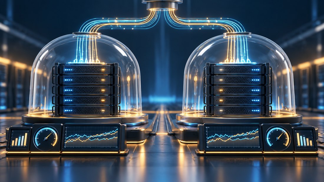 Two equivalent hosting environments being compared under controlled conditions