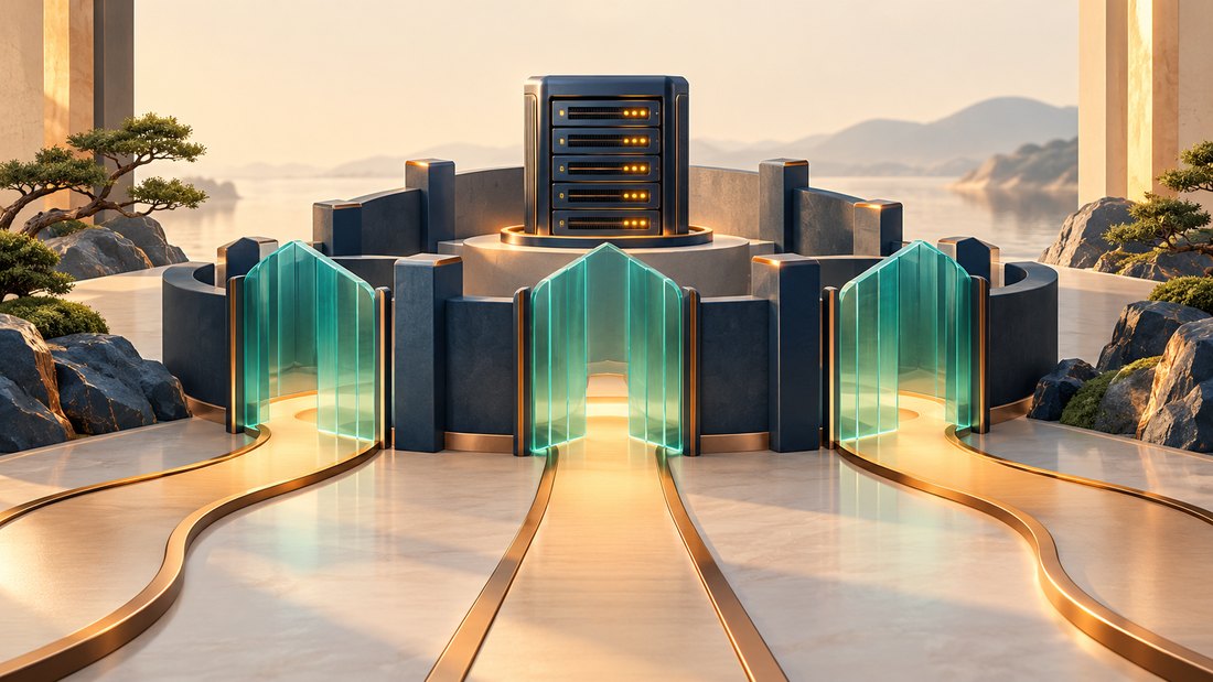 Layered transparent gates protecting a server pathway