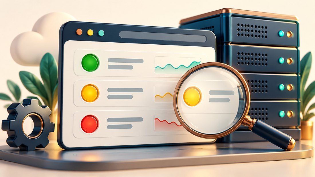 A website health dashboard with a few prioritized diagnostic indicators.